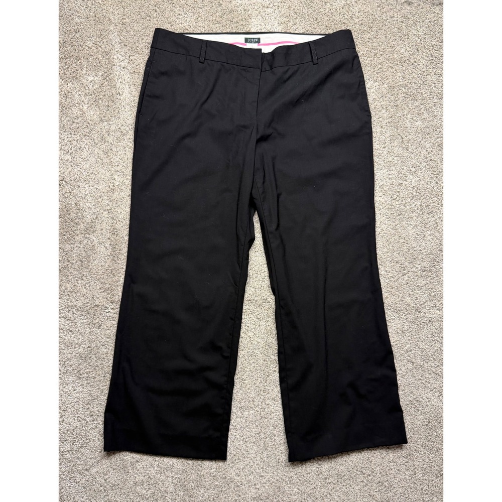 J.Crew Pants City Fit Wool Blend 14 Black Wide Leg Stretch Workwear